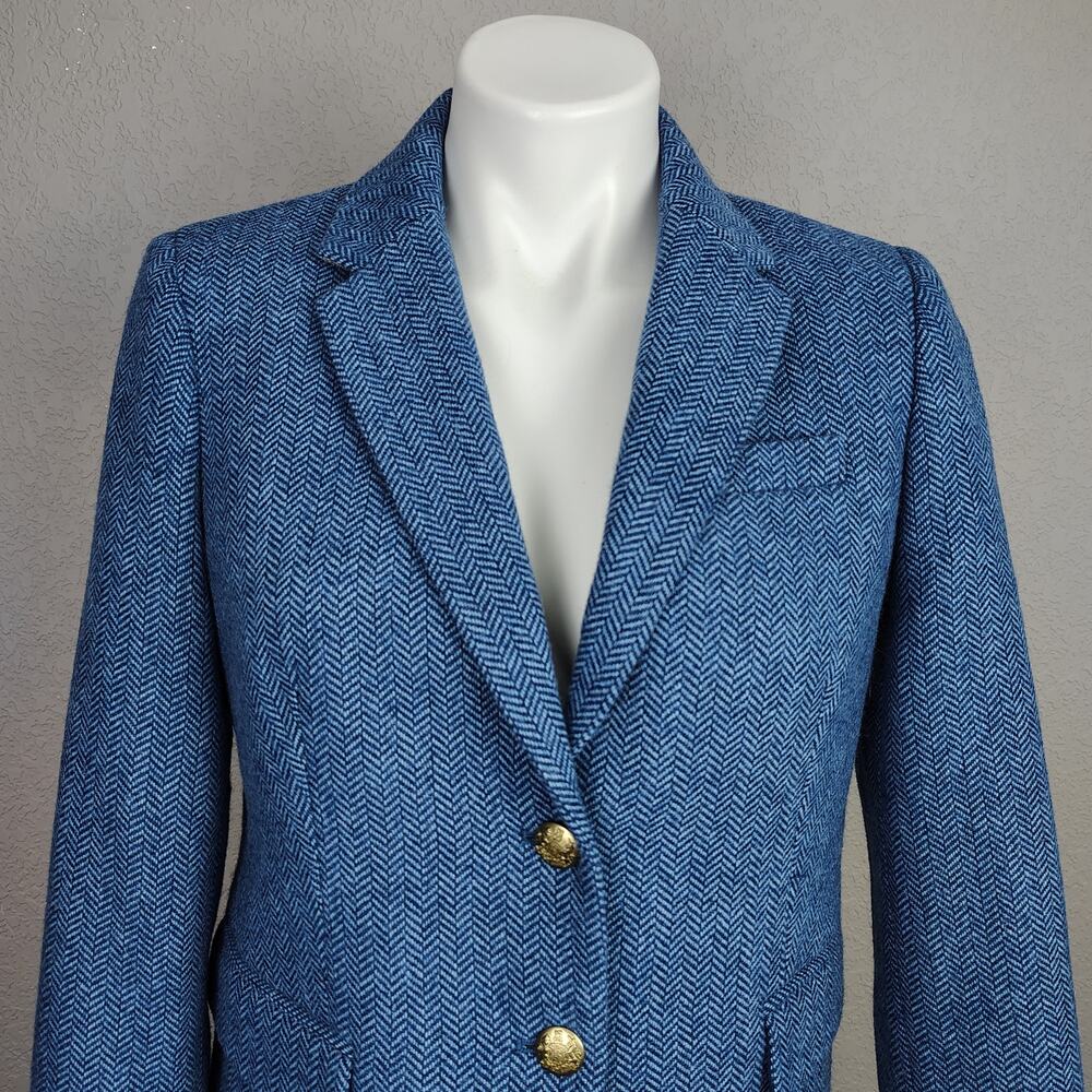 J.Crew Factory Herringbone Wool-blend Schoolboy Blue Blazer Size 10 - Picture 9 of 14